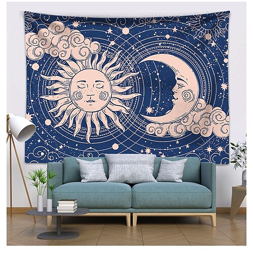 

Tarot Divination Wall Tapestry Art Decor Blanket Curtain Hanging Home Bedroom Living Room Decoration Mysterious Bohemian Celestial Moon Sun