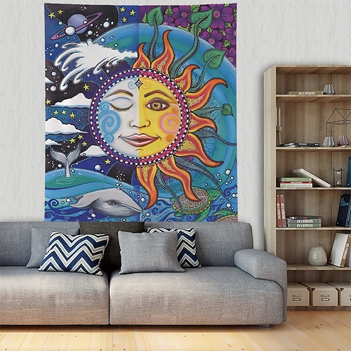 

Tarot Divination Wall Tapestry Art Decor Blanket Curtain Hanging Home Bedroom Living Room Decoration Mysterious Bohemian Celestial Moon Sun