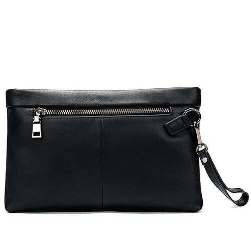 

Men's Baguette Bag Wristlet Bag Nappa Leather Cowhide Zipper Daily Formal Office & Career Black