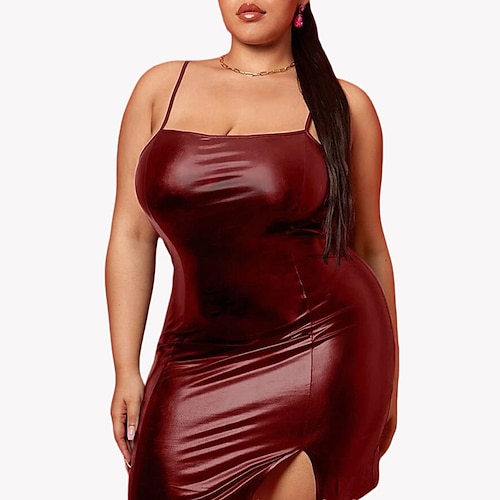 

Per donna Plus Size Abito da festa Tinta unica Squadrata Senza maniche Primavera Estate Informale Sensuale Mini abito corto Da mare Per uscire Vestito