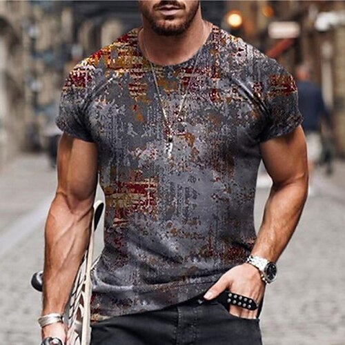 

Men's Unisex T shirt Tee Shirt Tee Abstract Graphic Prints Crew Neck Gray 3D Print Daily Holiday Short Sleeve Print Clothing Apparel Designer Casual Big and Tall / Summer / Summer