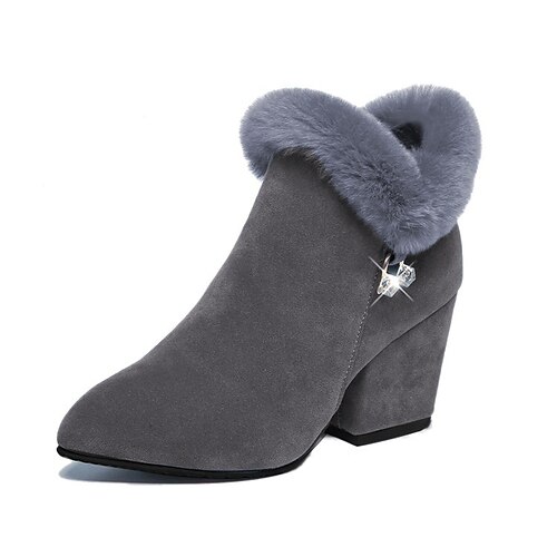 

Women's Boots Heel Boots Booties Ankle Boots High Heel Round Toe PU Solid Colored Black Gray