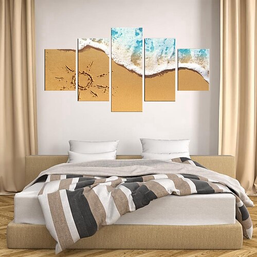 

5 Panels Wall Art Canvas Prints Painting Artwork Picture landscape Sea Beach Home Decoration Decor Rolled Canvas No Frame Unframed Unstretched