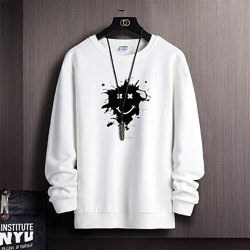 

Men's Sweatshirt White Black Crew Neck Grimace Sportswear Casual Winter Fall Clothing Apparel Hoodies Sweatshirts Long Sleeve / Spring