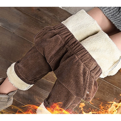 

Women's Chinos Fleece Pants Pants Trousers Trousers Corduroy Fleece lined Brown Black Mid Waist Fashion Casual Weekend Pocket Micro-elastic Ankle-Length Comfort Plain M L XL XXL