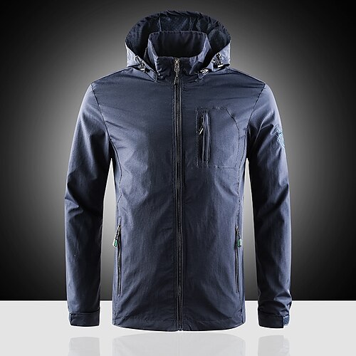 

Men's Hoodie Jacket Hiking Jacket Hiking Windbreaker Outdoor Thermal Warm Windproof Quick Dry Lightweight Outerwear Coat Top Skiing Ski / Snowboard Fishing khaki Black Army Green Dark Blue