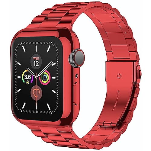

1 pcs SmartWatch Band with Case for Apple Watch 45mm 44mm 42mm 41mm 40mm 38mm Metal Band Stainless Steel Business IWatch Series 7 / SE / 6/5/4/3/2/1Replacement Wrist Strap