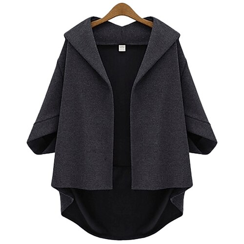 

Women's Coat Hoodie Jacket Winter Fall Coat Casual Modern Style Casual Daily Polyester Short Navy Black Buttoned Front Hoodie Standard Fit 2022 XL XXL XXXL 4XL 5XL / Solid Color