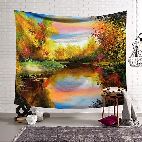 

Oil Painting Style Wall Tapestry Art Decor Blanket Curtain Hanging Home Bedroom Living Room Decoration Polyester