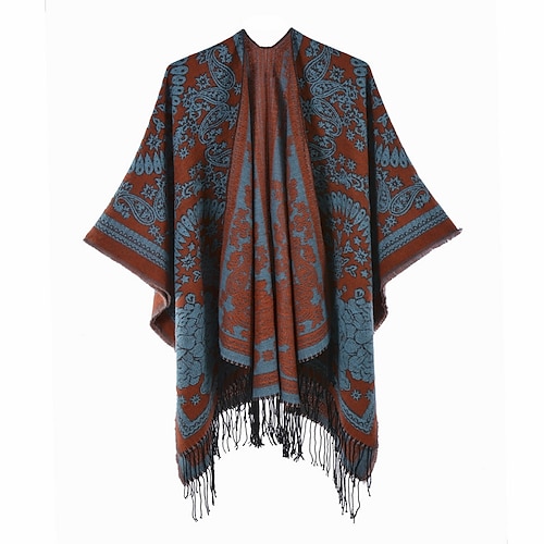 

Women's Shawl Wrap Poncho Ruana Cape Daily Holiday Cotton Polyester Casual Bohemia Warm 1 PC