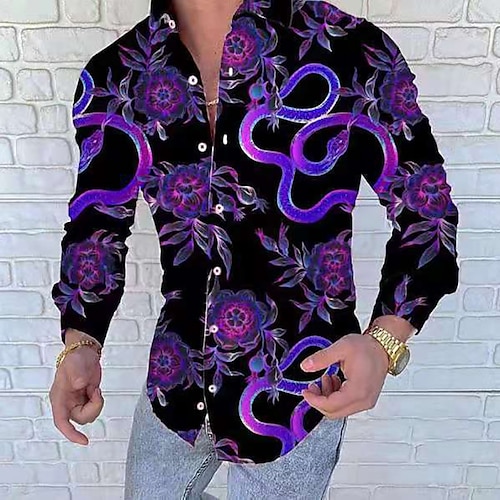 

Per uomo Camicia Camicia grafica Floreale Fantasia geometrica Stampa di catene Colletto classico Viola Nero Strada Informale Manica lunga Stampa Abbigliamento Di tendenza Streetwear Fantastico