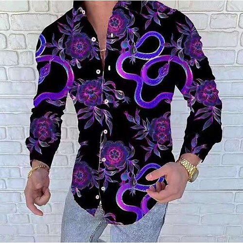 

Per uomo Camicia Camicia grafica Floreale Collo ripiegabile Colletto classico Giallo Blu Viola Arancione Verde Stampa 3D Giornaliero Per uscire Manica lunga Bottone giù Abbigliamento Originale Hip