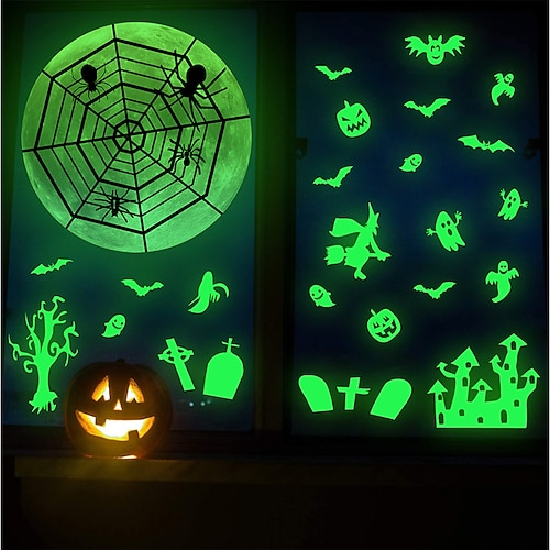 

Halloween Luminous Horror Ghost Spider Web Holiday Wall Stickers Background Wall Creative Decoration Wall Stickers