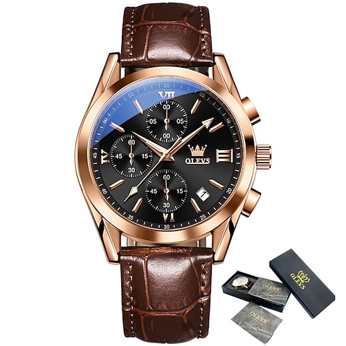 

OLEVS Quartz Watches for Men's Men Analog Quartz Stylish Modern Style Large Dial Day Date Metal PU Leather
