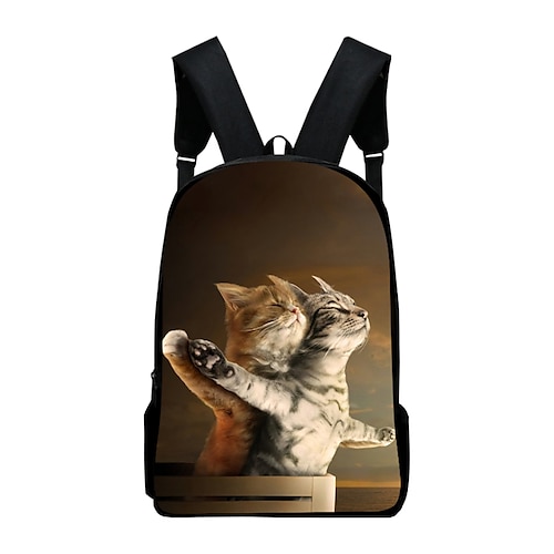 

Unisex School Bag Commuter Backpack Oxford Cloth 300D Cat Animal Large Capacity Breathable Zipper School Daily Brown