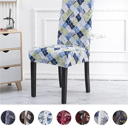 

Stretch Kitchen Chair Cover Slipcover for Dinning Party Elastic Plaid Anti-dust Seat Coverfor Hotel Office Ceremony Banquet Wedding Party Soft Durable Washable