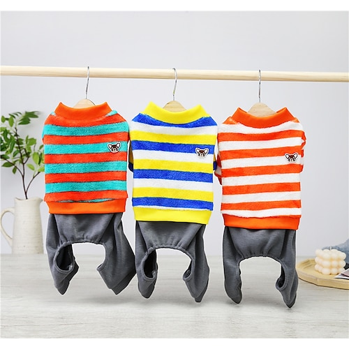 

Dog Cat Sweatshirt Stripes Solid Colored Stripes Dailywear Casual / Daily Dog Clothes Puppy Clothes Dog Outfits Warm Blue Sweatshirts for Girl and Boy Dog Padded Fabric