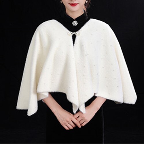 

Half Sleeve Elegant Imitation Cashmere Party Evening / Wedding Party Women's Wrap With Pearls