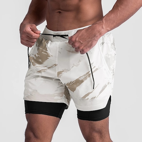 

Per uomo Pantaloncini da corsa Pantaloncini da palestra A cordoncino 2 in 1 Pantaloni Sportivo Elastene Traspirante Traspirazione umidità Morbido Yoga Fitness Allenamento in palestra abbigliamento