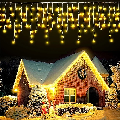 

Icicle String Light Decor Light IP44 Outdoor Holiday Light Icicle Curtain Lights 3.5M 5M 96Leds 216Leds Flexible String Light for New Year Xmas Party Decoration Garland Colorful Lighting EU US Plug