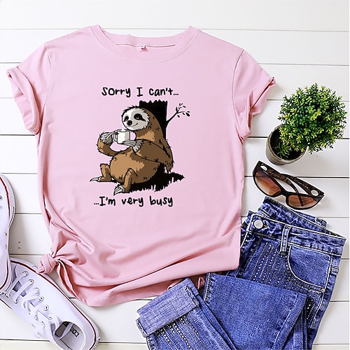 

cartoon sloth print short sleeve t-shirt