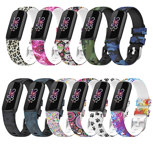 

Smart Watch Band for Fitbit Luxe Silicone Smartwatch Strap Soft Elastic Breathable Sport Band Printed Bracelet Replacement Wristband