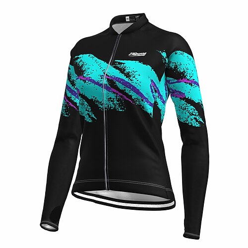 

21Grams Women's Cycling Jersey Long Sleeve Bike Top with 3 Rear Pockets Mountain Bike MTB Road Bike Cycling Breathable Quick Dry Moisture Wicking Reflective Strips Black Graphic Polyester Spandex