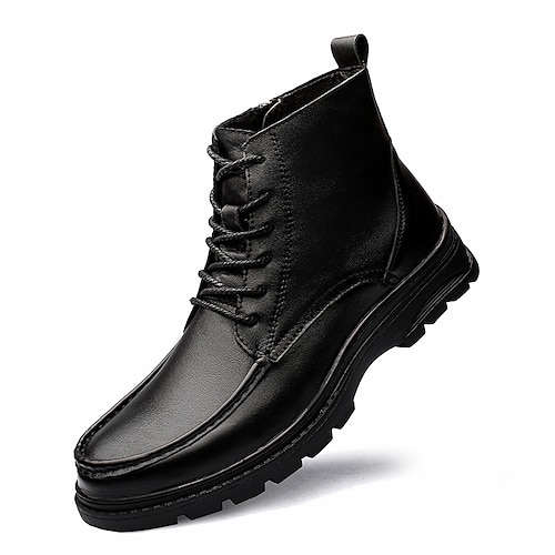 

Men's Boots Combat Boots Martin Boots Casual British Daily PU Handmade Non-slipping Wear Proof Booties / Ankle Boots Black Fall Spring