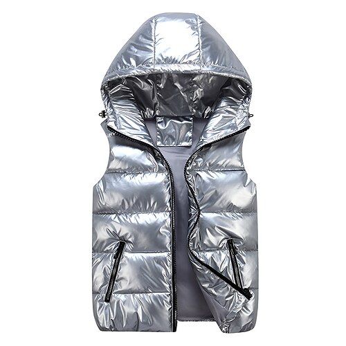 

Women's Vest Gilet Hoodie Jacket Street Daily Valentine's Day Fall Winter Regular Coat Regular Fit Warm Breathable Casual Jacket Sleeveless Solid Color Full Zip Dark Grey Black Dark Green