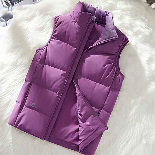 

Women's Hiking Vest Quilted Puffer Vest Down Vest Down Winter Outdoor Thermal Warm Windproof Fleece Lining Lightweight Outerwear Winter Jacket Trench Coat Skiing Fishing Climbing Women's black
