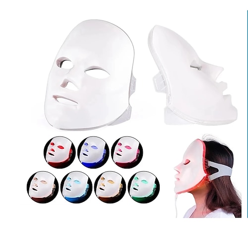 

LED Facial Mask Beauty Skin Rejuvenation Photon Light 7 Colors Mask Therapy Wrinkle Acne Tighten Skin Tool Facial Machiner
