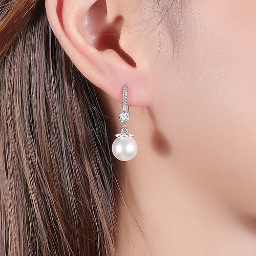 

Women's Cubic Zirconia Drop Earrings Earrings Classic Ball Simple Fashion Imitation Pearl Earrings Jewelry Silver For Party Daily Stage Work 1 Pair