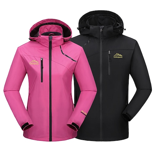 

Women's Hoodie Jacket Hiking Jacket Hiking Windbreaker Outdoor Thermal Warm Windproof Quick Dry Lightweight Outerwear Trench Coat Top Skiing Ski / Snowboard Fishing Women's rose red Women's black