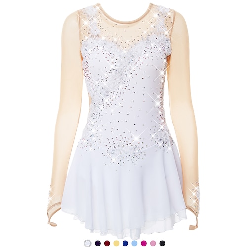 

Kjole til kunstløp Dame Jente Skøyteløp Kjoler Drakter Lysegul Yan Rosa Lilla Blomst Netting Spandex Blonder Høy Elastisitet Trening Konkurranse Skøyteklær Håndlaget Blomsternål i krystall Dum Lys