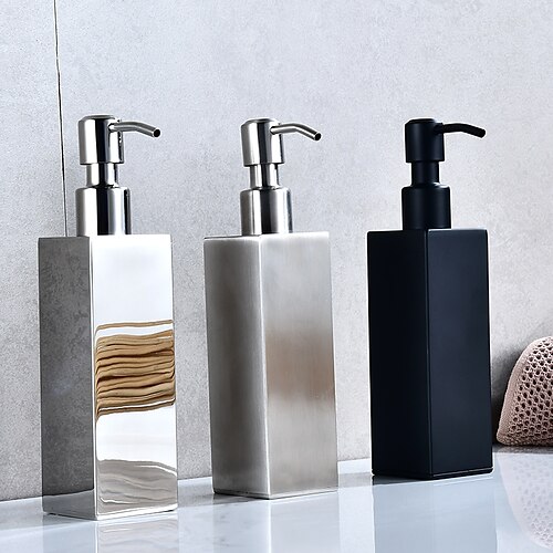 

Toilet Black / Silver Soap Dispenser Wall Mounted 304 Stainless Steel Non Perforated Hotel Bathroom Bath Hand Sanitizer Press