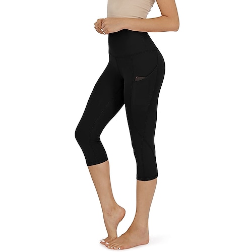 Women High Waist Pocket Capri Yoga Pants Leggings Running Fitness Sports Booty F 