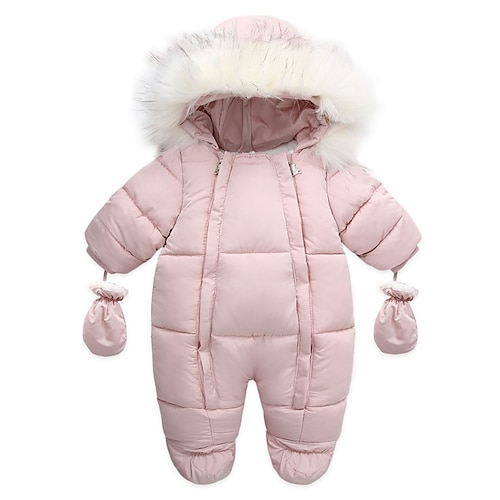 

Baby Boys' Jumpsuits Active Indoor Blushing Pink White Red Line Striped Solid Color Fur Trim Long Sleeve / Fall / Winter