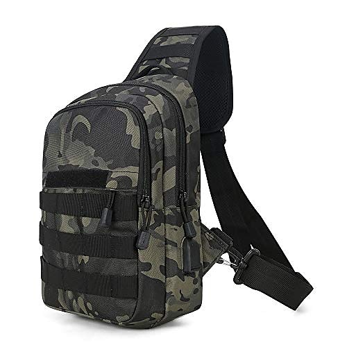 

tactical chest bag molle chest sling pack backpack with water bottle holder pouch/usb for hiking gym school dog walking outdoors