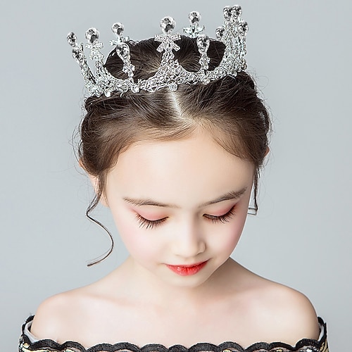 

Kids Baby Girls' Version Of The Little Crown Headdress Children Princess Kids Show Catwalk Girls Birthday Party Little Girl Round Crown