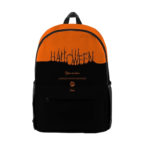 

Unisex Oxford Cloth 300D School Bag Commuter Backpack 3D Large Capacity Breathable Zipper Tiered 3D Print Halloween Character Halloween School Daily Black