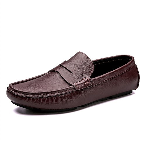 

Men's Loafers & Slip-Ons Leather Shoes Comfort Loafers Dress Loafers Driving Loafers Business Casual Classic Daily Party & Evening Leather Nappa Leather Handmade Non-slipping Shock Absorbing Black