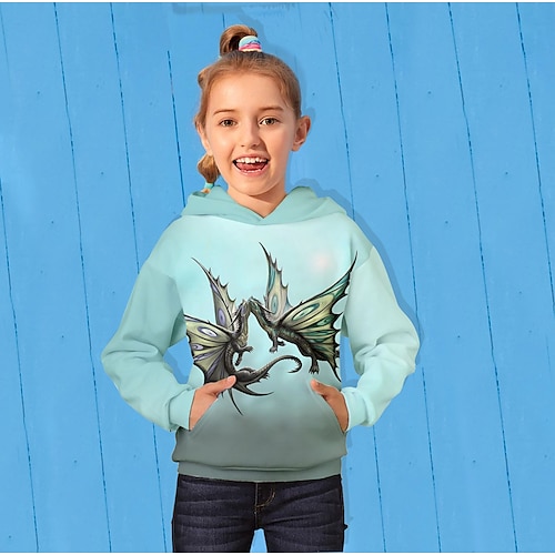 

Kids Girls' Hoodie Butterfly 3D Print Long Sleeve Active 4-12 Years Fall Light gray