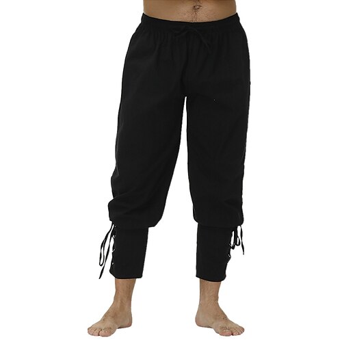 Loose Fit Leisure Trousers Drawstring Elastic Waist Solid Color