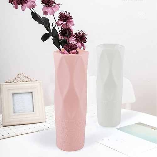 

Plastic Vase Simple Modern Flower Arrangement Diamond Origami Vase Dry And Wet Flower Vase Living Room Imitation Glaze Ornaments