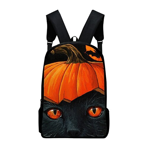 

Unisex Oxford Cloth 300D School Bag Commuter Backpack 3D Large Capacity Cushion Zipper 3D Print 3D Pumpkin Halloween School Daily Orange