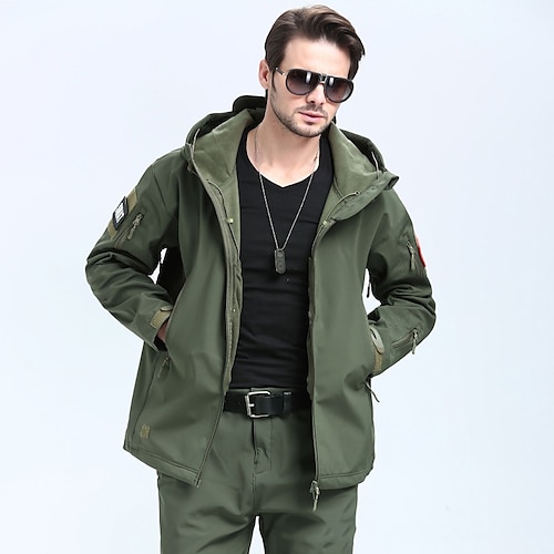 

Men's Hiking Softshell Jacket Hiking 3-in-1 Jackets Ski Jacket Winter Outdoor Thermal Warm Windproof Fleece Lining Quick Dry 3-in-1 Jacket Winter Jacket Top Hunting Fishing Climbing Black top Army