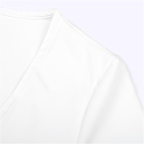 Damen Schaukelkleid Midikleid Grün Weiß Halbe Ärmel Volltonfarbe Gerüscht Herbst Frühling Tiefes V Party heiß Elegant Schlank 2022 S M L XL XXL 3XL