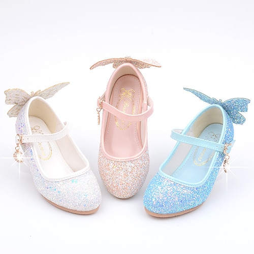 

Girls' Heels Heel Leather Height-increasing Princess Shoes Big Kids(7years ) Little Kids(4-7ys) Daily Prom Outdoor Dancing Sequins White Blue Rosy Pink Fall Spring