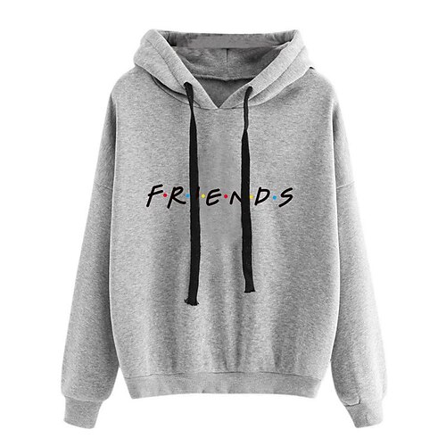

Women's Plus Size Tops Hoodie Sweatshirt Letter Print Long Sleeve V Neck Streetwear Daily Sports Polyester Fall Winter Black Gray