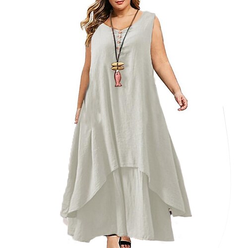 

Women's Plus Size Holiday Dress Floral V Neck Print Sleeveless Fall Spring Casual Maxi long Dress Daily Vacation Dress